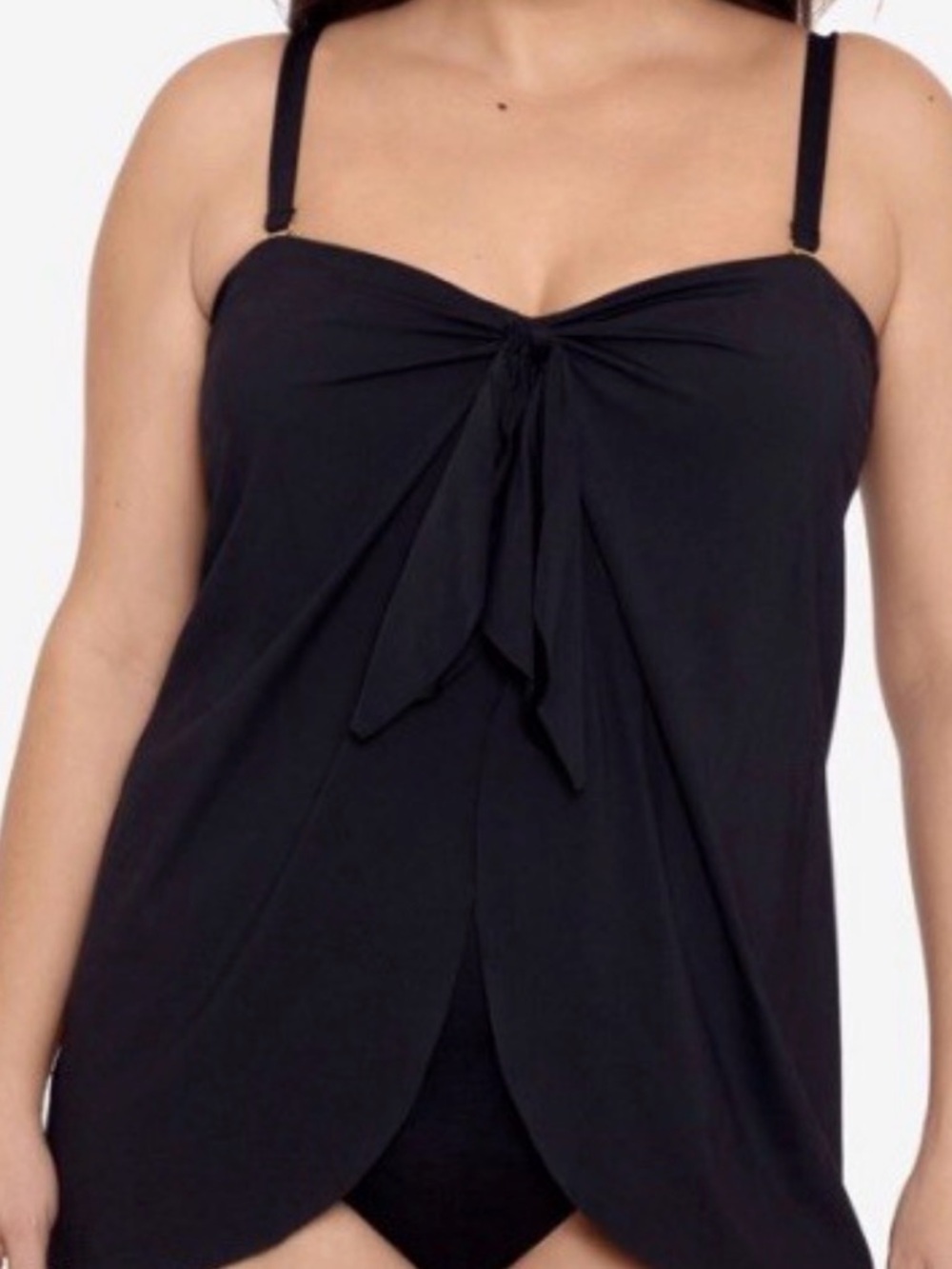LAUREN RALPH LAUREN Bandeau Flyaway Black One Piece Swimsuit Women’s Size 16W